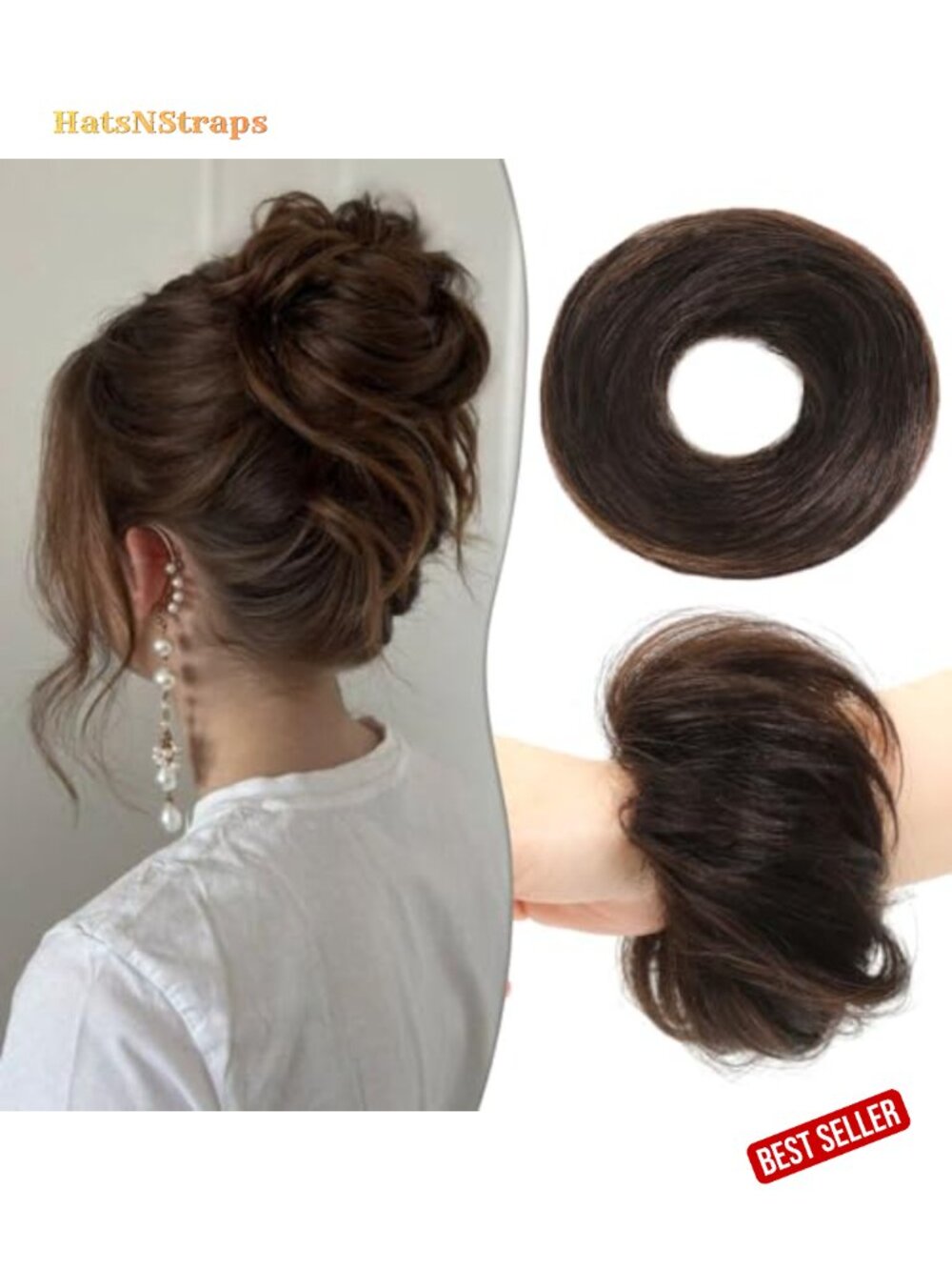 2Pc Messy Bun Hair Piece 100% Human Hair Scrunchies Extensions